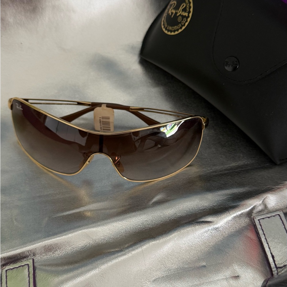 Ray-Ban Gold and Brown Sunglasses